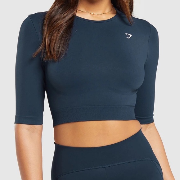 NEW Gymshark Everyday Seamless Crop Top XXL Body Fit Blue - Picture 1 of 6